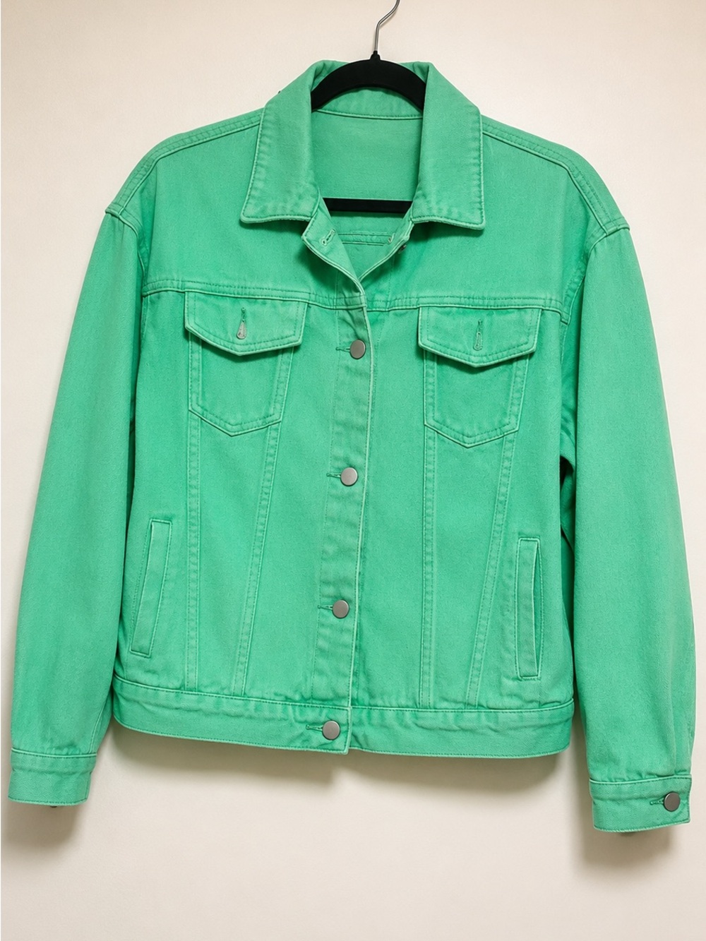 Women’s Green Denim Jacket - Casual Overshirt - Picture 3 of 3